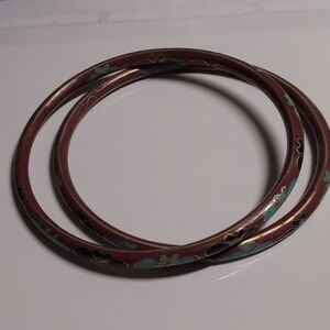 Source Unknown Red and Blue Floral Bracelets